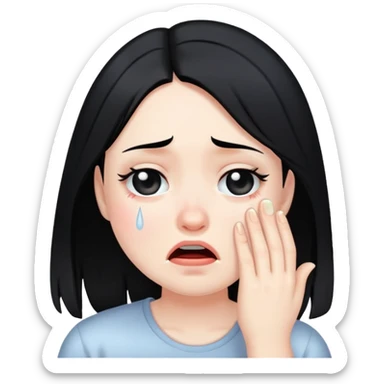 Pale black hair girl crying sticker