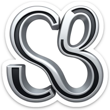 connected flowing BLK letters with silver outline, where all letters are joined together in one continuous design sticker