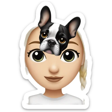 Blonde girl with black/white French bulldog sticker
