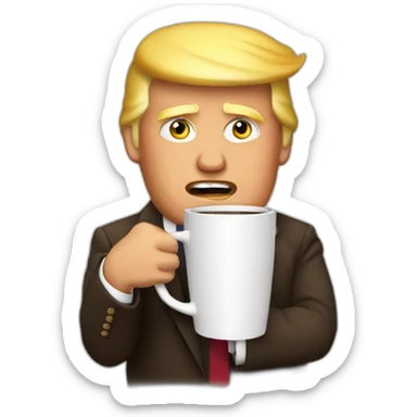 trump hold a coffee sticker