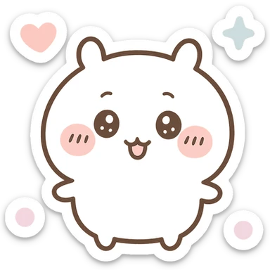 chiikawa character, cute, simple, round, white, minimal background sticker