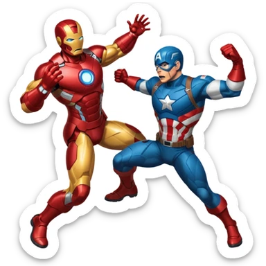 Captain America dodging Iron Man's attack sticker