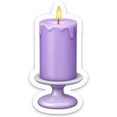 Lilac-lavender-pastel-violet candle on a white tall marble stand sticker