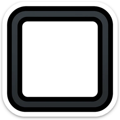 stylized icon of a square with rounded corners, completely white inside, soft black ombre gradient outward to black border, no text sticker