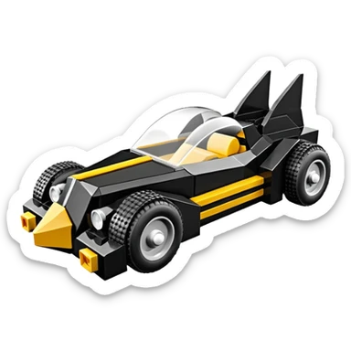  the animated series aerodynamic futuristic Lego Batmobile loosely based on 1936 school bus (flat long straight faceted mechanical body) stealthy town hot rod sand racing buggy  sticker