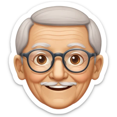 elderly grandparent with glasses and a warm smile sticker