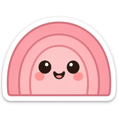 a cute pink rainbow, original design, big eyes, blushing cheeks, joyful sticker