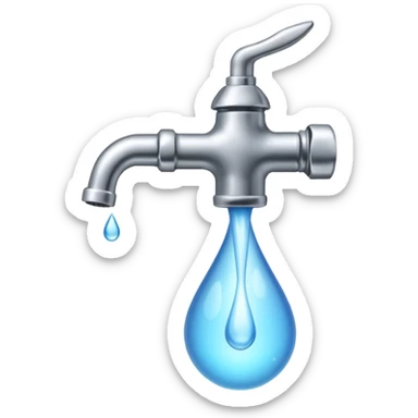 a faucet with a water droplet at the end sticker