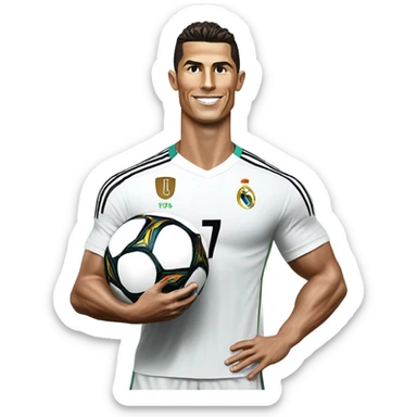 full-length football player Cristiano Ronaldo with a ball sticker