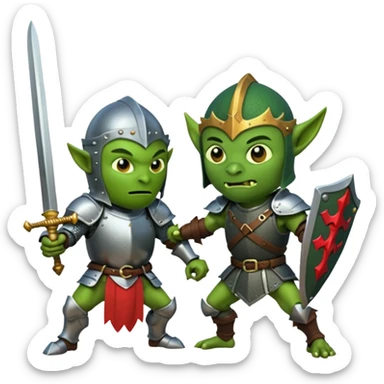 Knight fight against a goblin sticker