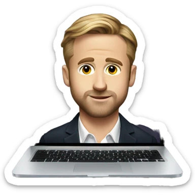 Ryan Gosling on a laptop sticker