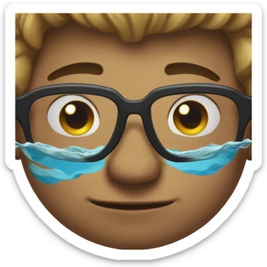 strong man's face with glasses who loves swimming sticker