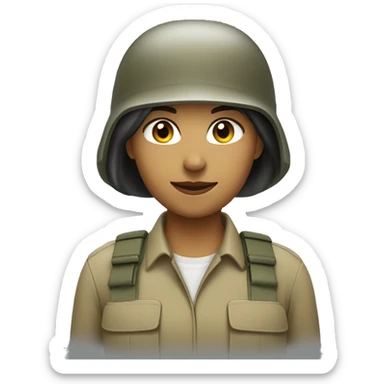 operator dressed in khaki color with a milatary helmet, without glasses, without headset, preferably female black sticker
