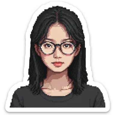 asian girl with clear glasses sticker