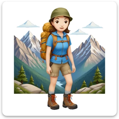 girl back packing mountains background  sticker
