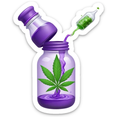 baby bottle with purple liquid and marijuana sticker