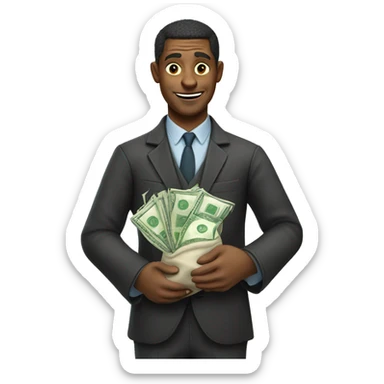 man wearing six pointed star holding money bag sticker