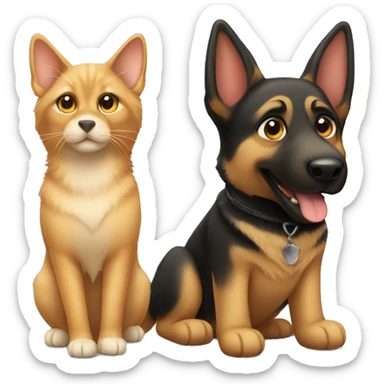 back cat with german shepherd  sticker