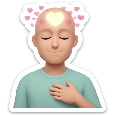 person with their eyes closed and a small smile, holding their hand on their chest. Inside their mind, a vivid, glowing image of a heart…”*�.
emojis.com sticker