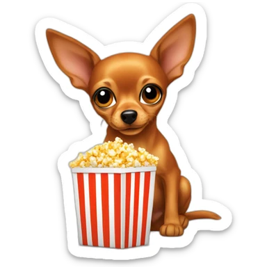 Orange dog Russian toy terrier, eating popcorn sticker