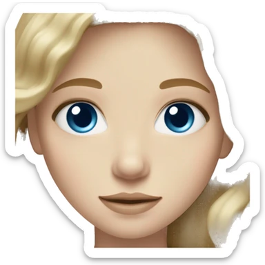dark blonde hair girl blue eyes pale skin wavy hair sticker