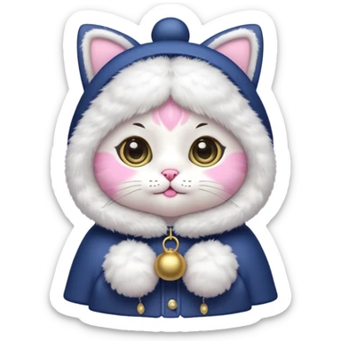 kawaii neko, cute outfit with bell sticker