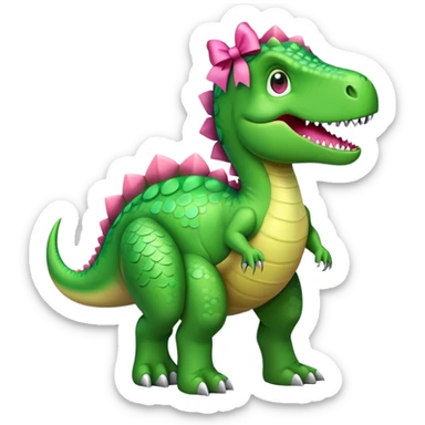 Dinosaur with pink bow sticker