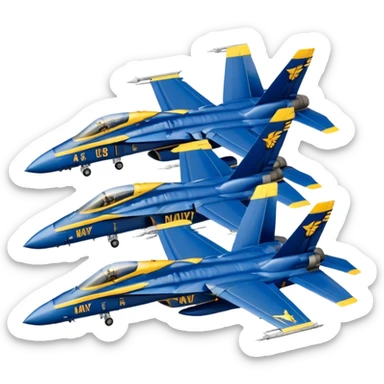 four US Navy Blue Angels f/a-18s performing diamond formation maneuver sticker