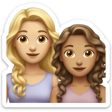 Three girls , one with short brown hair , one with long brown hair and one with long curly blonde hair  sticker