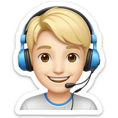 happy face with a headset playing video games sticker