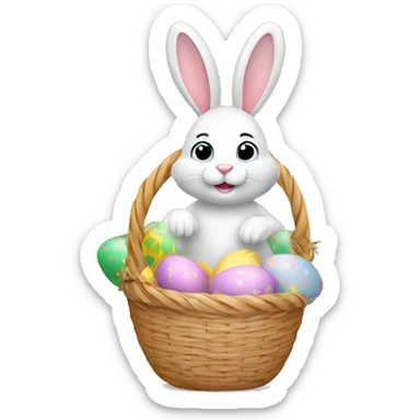 easter bunny with egg light pink basket sticker