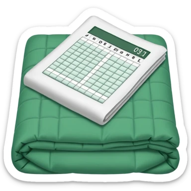 folded duvet with excel spreadsheet  sticker