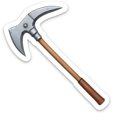 RuneScape-style steel pickaxe with wooden handle, pointy symmetrical ends sticker