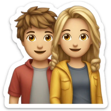 2 amoureux adolescents de la même couleur sticker