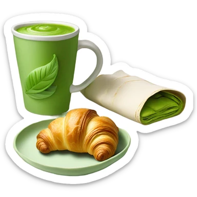 matcha and croissant sticker