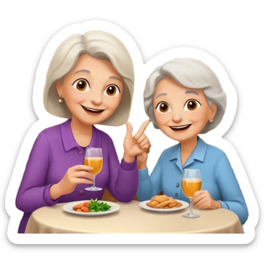 conversación dentro de un restaurant  dos personas y una de las persoans sea una abuela sticker