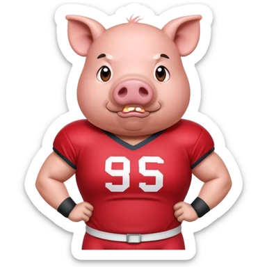 american football player pig with red jersey sticker
