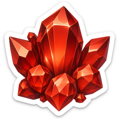 Edit the image to make the crystal cluster red. Keep the original style and transparent background. sticker