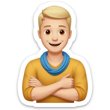 Arms crosses holding neck laughing guy sticker