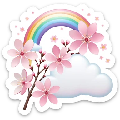Cute Pastel pink and white Cherry Blossom Sakura Starburst Rainbow sticker
