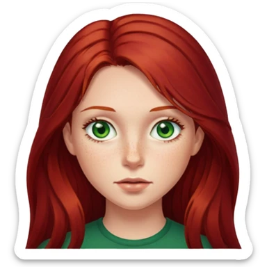 Girl  long dark red hair green eyes sticker