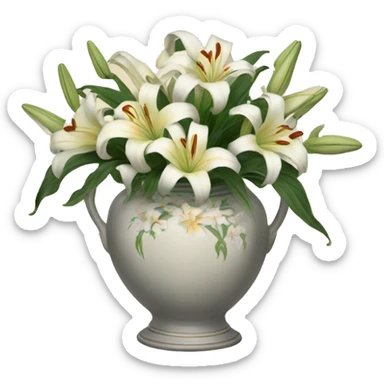 Vintage vase filled with lilies sticker