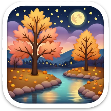 soft pastel autumn night lights sticker