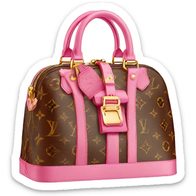 Louis Vuitton handbag with a pink strap sticker
