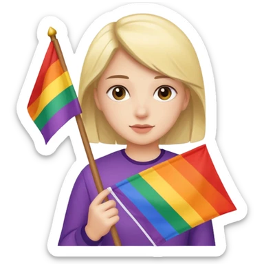 Girl with a lesbian flag sticker