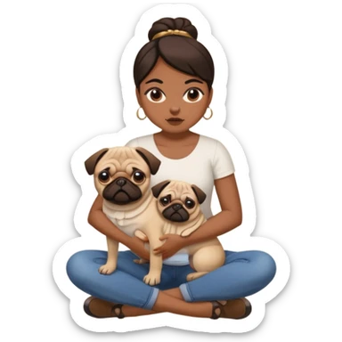 Woman sitting on top of a pug, crushing the pug sticker