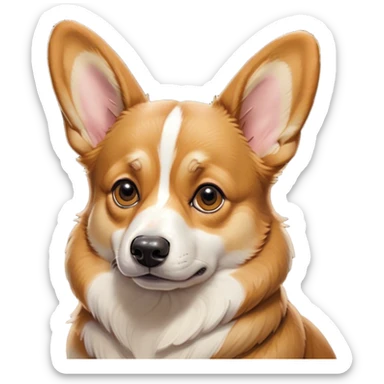 Cinematic Grumpy Fawn Corgi Portrait Emoji, Head tilted slightly with a deeply unimpressed expression, showcasing a dense fawn coat with pronounced white markings, large, droopy brown eyes narrowed into an unamused glare, ears drooping in exasperation, Simplified yet comically expressive features, highly detailed, glowing with a dry, sarcastic glow, high shine, effortlessly judgmental yet dignified, stylized with a touch of cynicism, bright but brooding, soft glowing outline, capturing the essence of an eternally unimpressed yet endearing herder, so lifelike it feels like it could sigh heavily at you in disdain at any moment! sticker