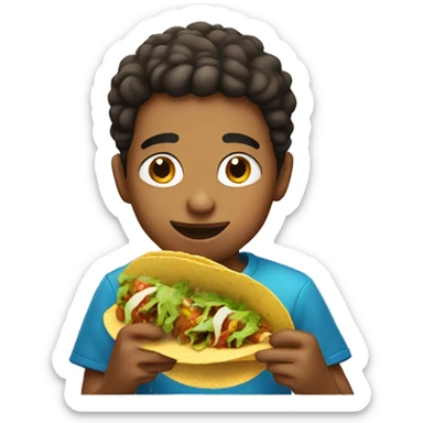 Boy eating tacos sticker