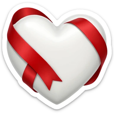 white heart with a velvet ribbon sticker