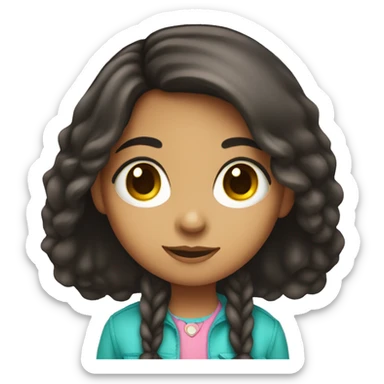 Cute hispanic girl with big eyes and long hair sticker